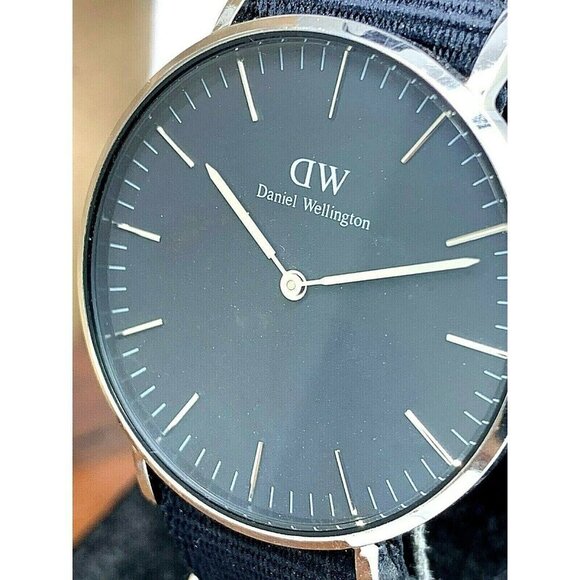 Daniel Wellington Women's Watch DW00100151 Silver 36mm Black Dial Nylon Strap - Picture 1 of 13